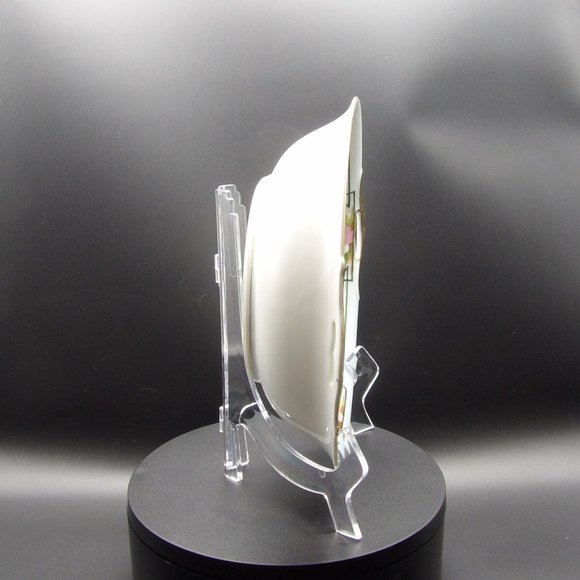 Antique Hand Painted Nippon Handled Serving Bowl Gold Rim Blue Rim Roses Blue Ni - Picture 8 of 10